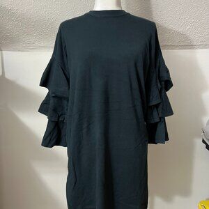 NWT Green Knit Ruffle Sleeve Dress - Open back - Size Medium - Olivaceous